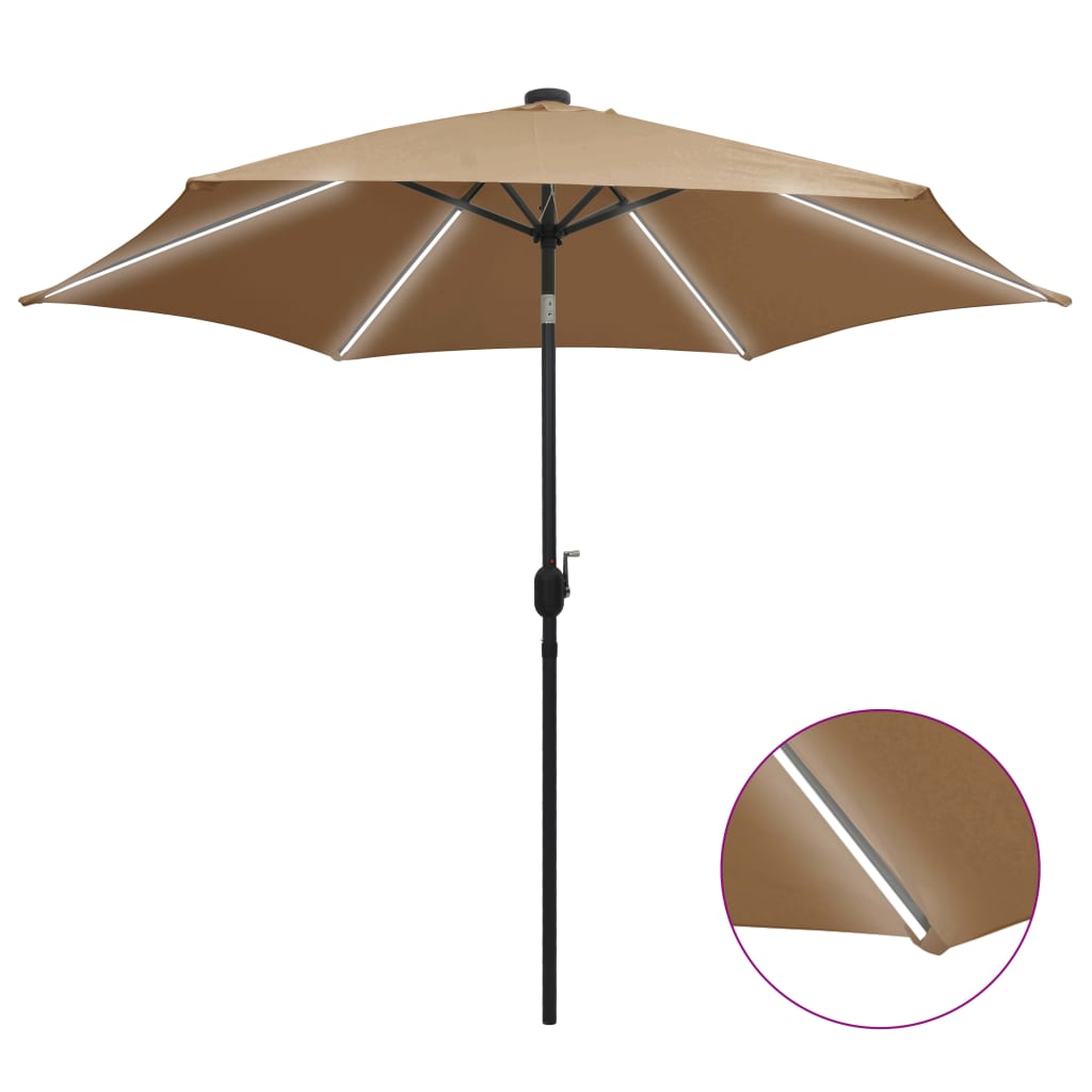 Umbrella with LED lights and 300 cm aluminium pole 