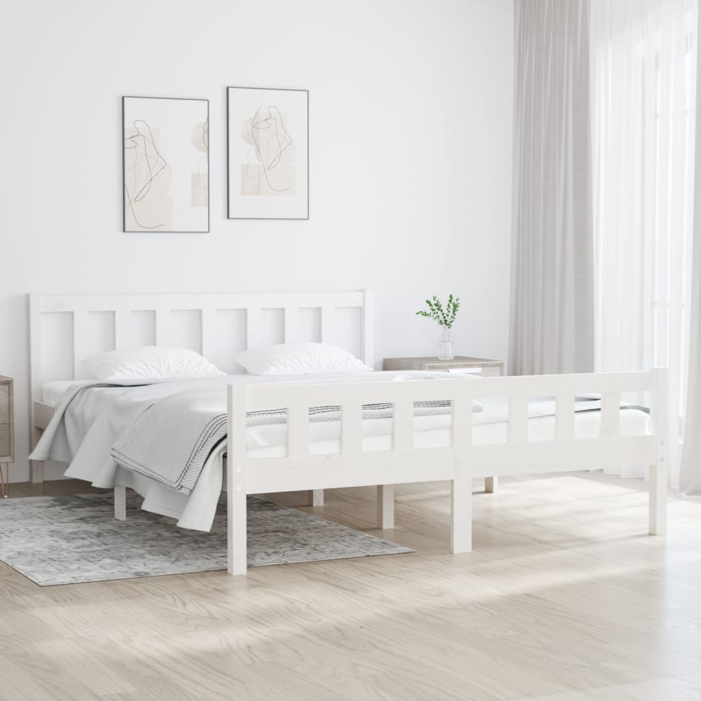 vidaXL Bed frame solid wood white 135x190 cm 