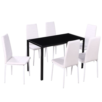 7-piece black and white dining table set