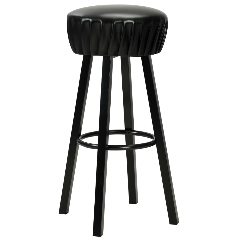 Kitchen stools 2 units black synthetic leather