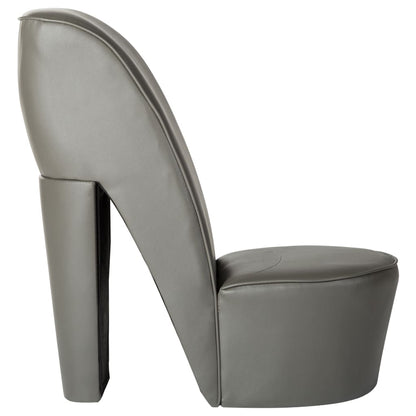 High heel shoe shaped armchair in grey synthetic leather