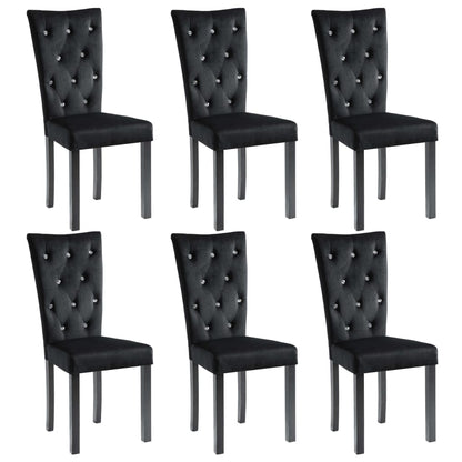 Dining chair 6 units black velvet