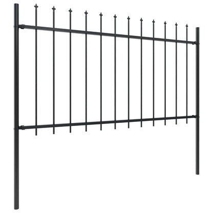 Garden fence with spearheads black steel 3.4x1 m