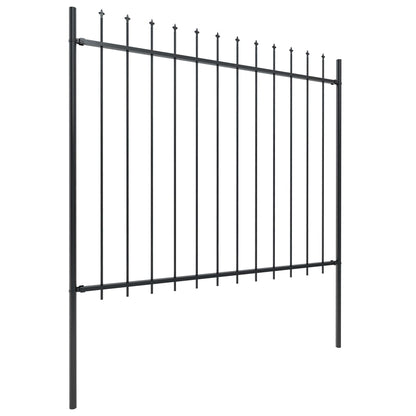 Garden fence with spearheads black steel 8.5x1.5 m