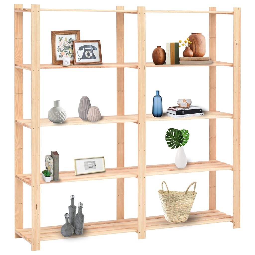 5-level shelving unit, 10 units, solid pine wood, 500 kg