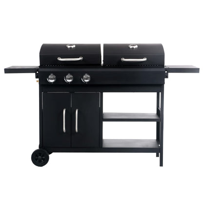 3-burner gas and charcoal combination barbecue