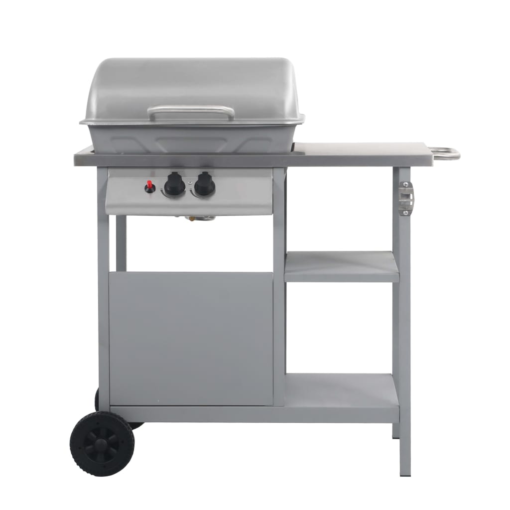 Portable Gas BBQ with 3 Shelf Table Silver