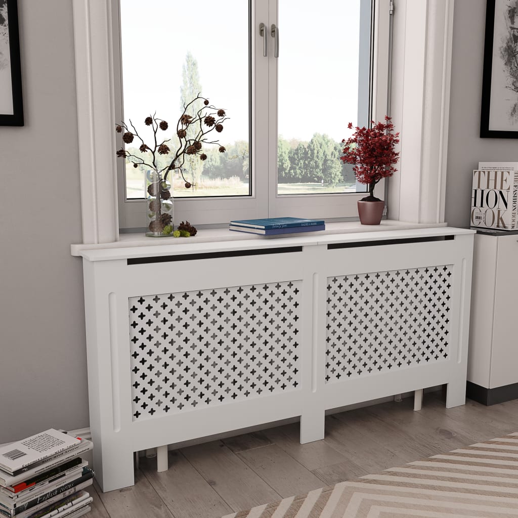 Radiator covers 2 units white MDF 172x19x81.5 cm