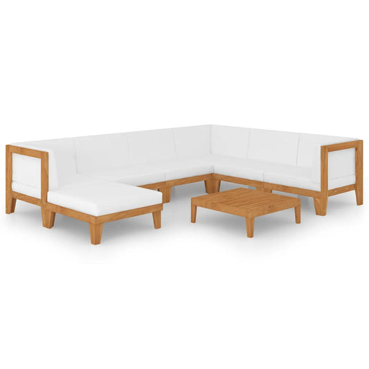 Garden furniture set and cushions 8 pieces solid acacia wood