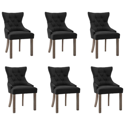 Dining room chairs 6 units black fabric