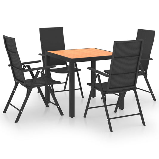 5-piece garden dining set black and brown