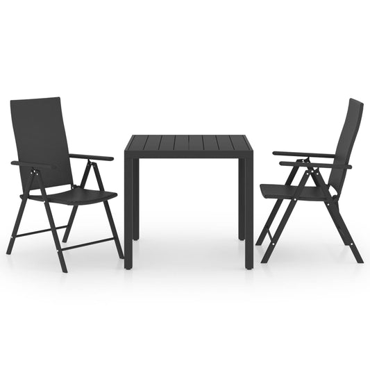 3-piece garden dining set black