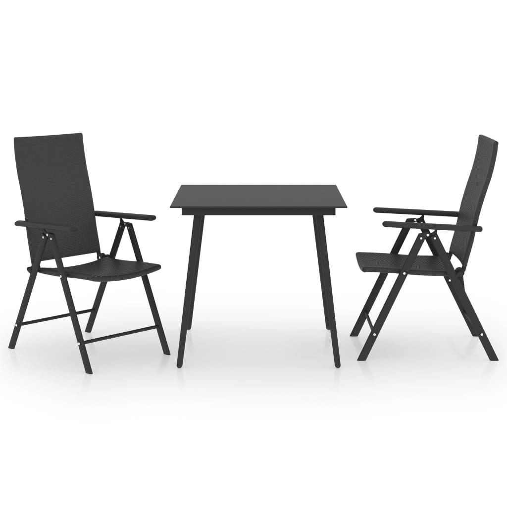 3-piece garden dining set black