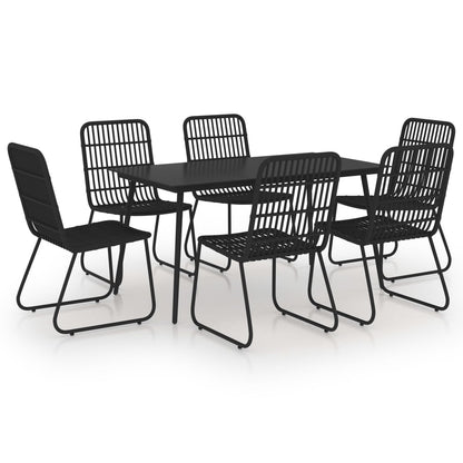 7-piece garden dining set, synthetic rattan and glass