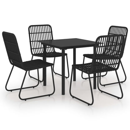 5-piece garden dining set, synthetic rattan and glass