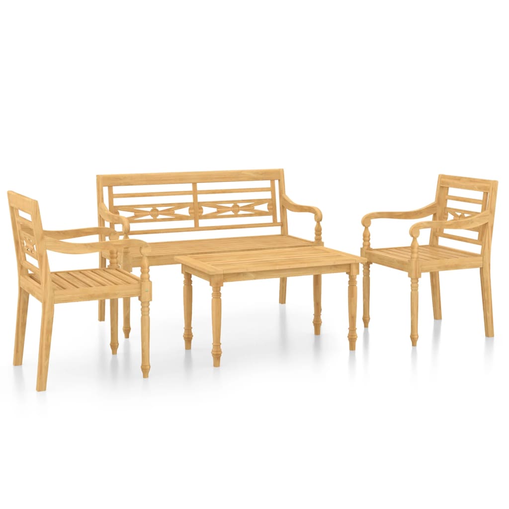 Set de muebles de jardín 4 pzas y cojines madera maciza de teca