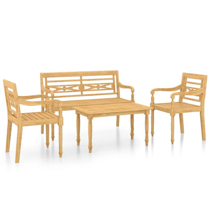 Set de muebles de jardín 4 pzas y cojines madera maciza de teca