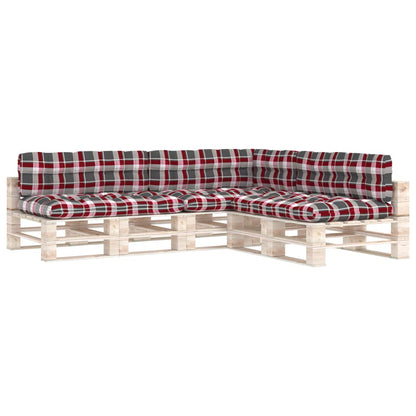 Pallet sofa cushions 7 pieces red checkered print