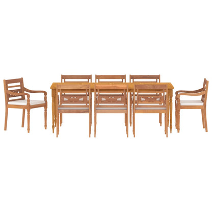 9-piece garden dining set with white teak wood cushions