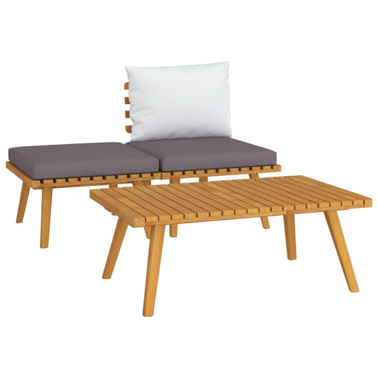 3-piece garden furniture with cushions made of solid acacia wood