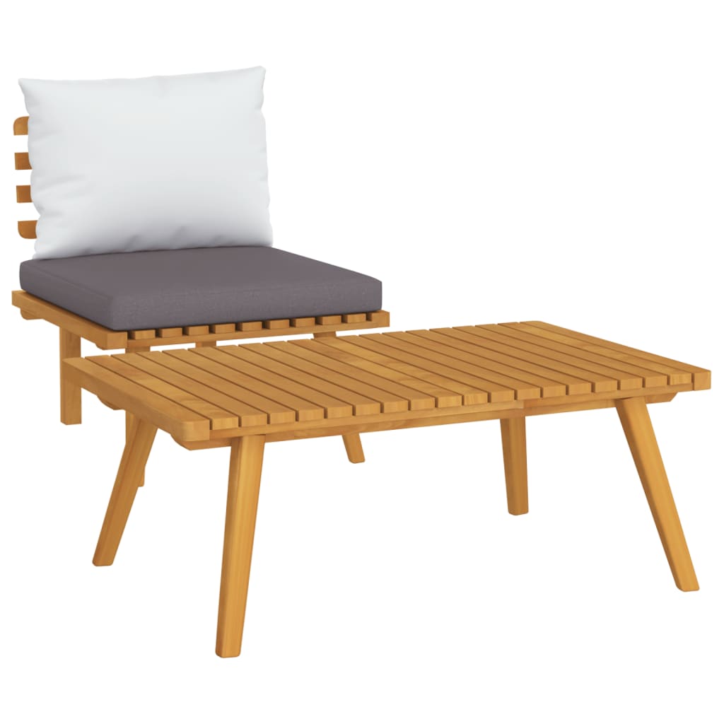 2-piece garden furniture set with cushions made of solid acacia wood