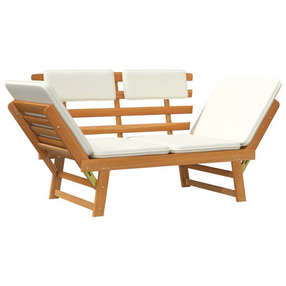 Garden bench with cushions 2 in 1 solid acacia wood 190 cm