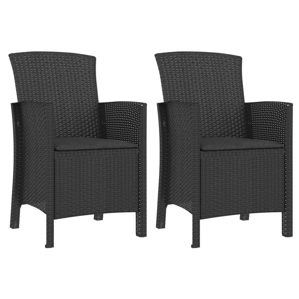 Garden chairs 2 pcs with cushions PP rattan graphite color