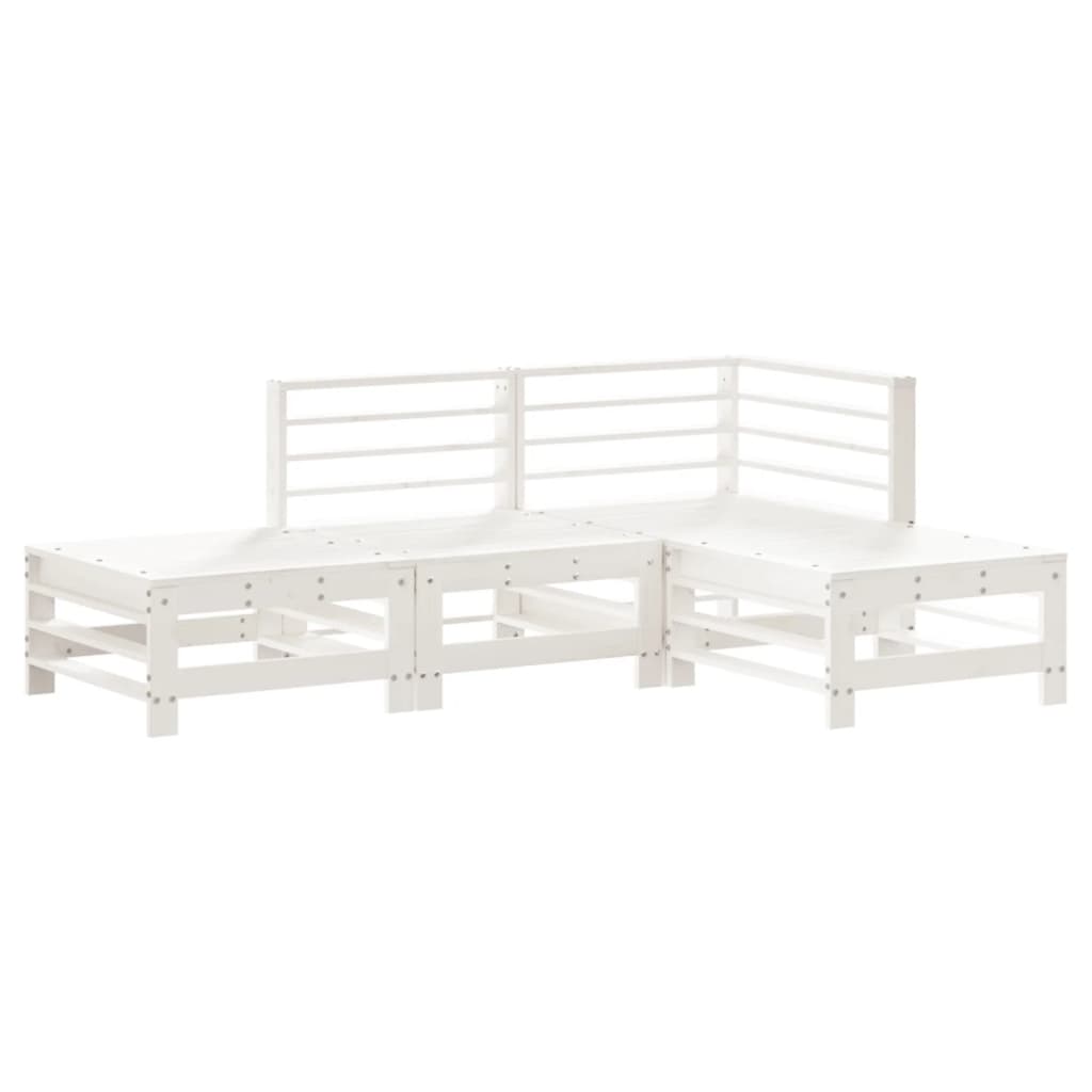 4-piece garden furniture set, solid white pine wood