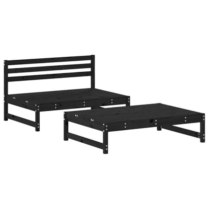 Garden furniture set 2 pieces solid black pine wood