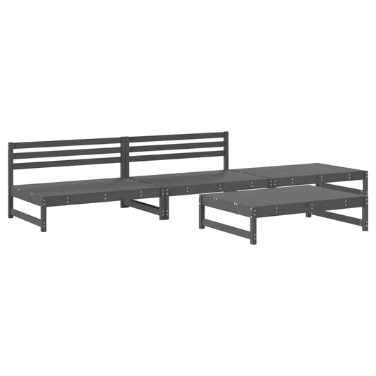 4-piece garden furniture set, solid pine wood, grey