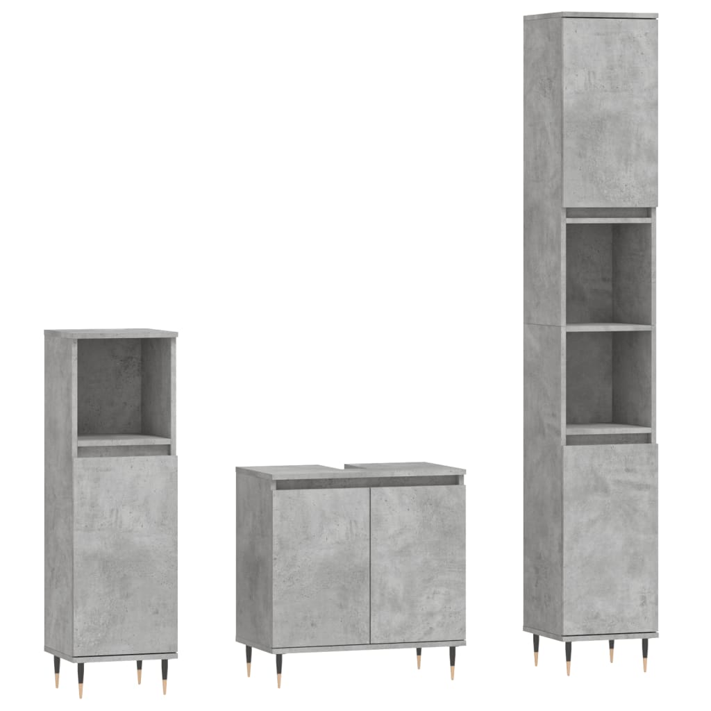 Bathroom furniture set 2 pieces concrete grey plywood