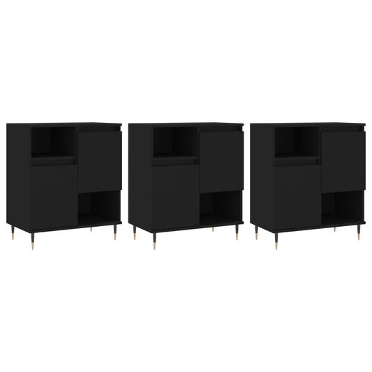 Sideboards 3 pcs black plywood