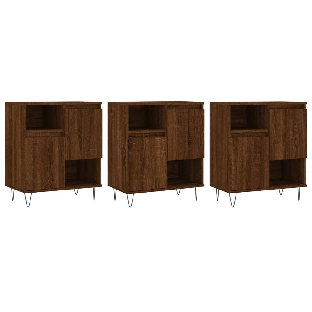 Sideboards 3 pcs plywood oak brown