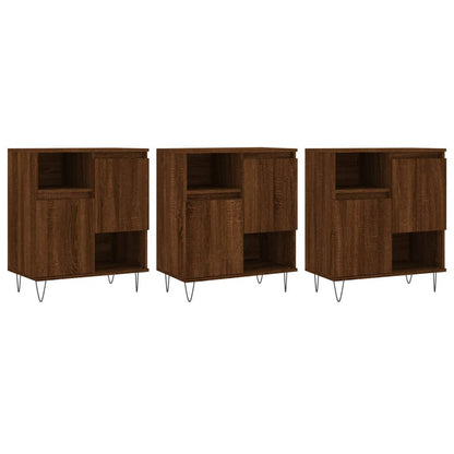 Sideboards 3 pcs plywood oak brown