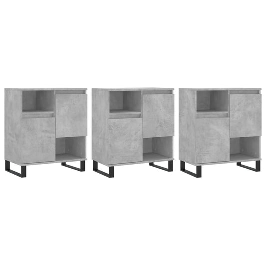 Sideboards 3 pcs concrete grey plywood