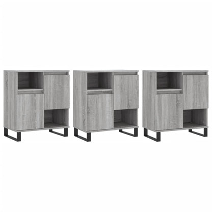 Sideboards 3 pcs Sonoma grey plywood