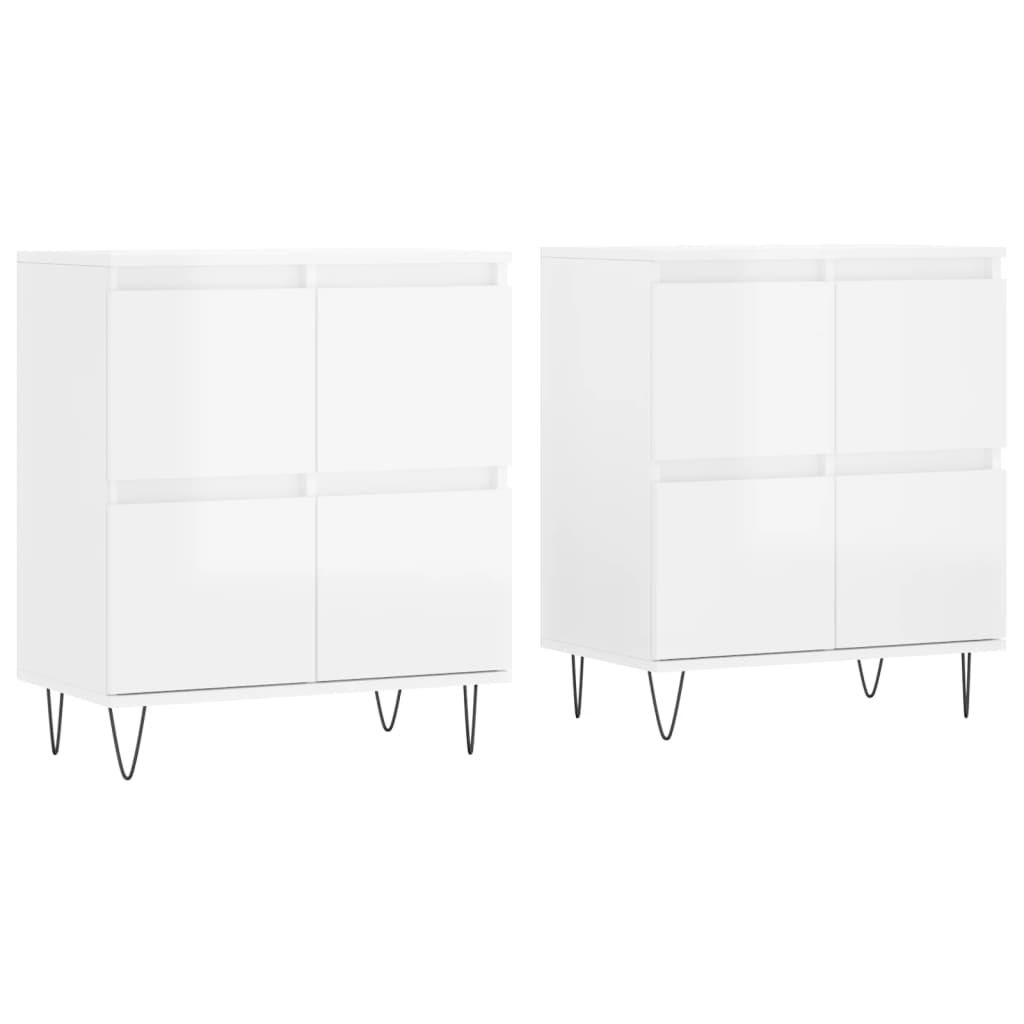 Sideboards 2 pcs white gloss plywood