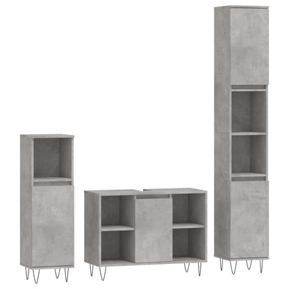 Bathroom furniture set 2 pieces concrete grey plywood