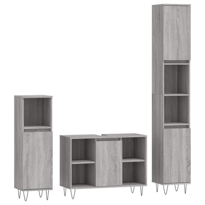 Bathroom furniture set 2 pieces concrete grey plywood