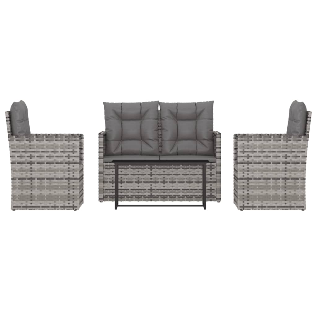 Garden furniture with cushions 4 pieces synthetic rattan grey