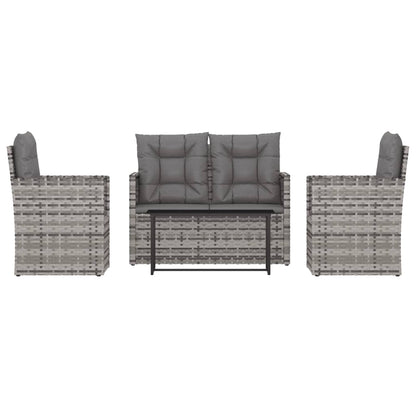 Garden furniture with cushions 4 pieces synthetic rattan grey