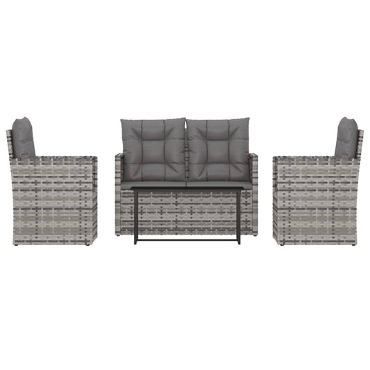 Garden furniture with cushions 4 pieces synthetic rattan grey