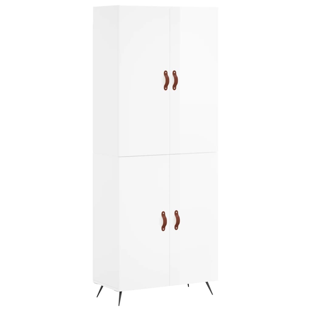 High sideboard white gloss plywood 69.5x34x180 cm