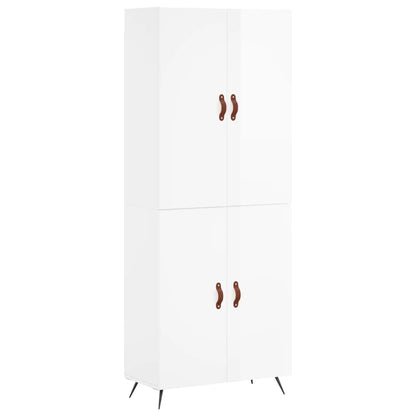 High sideboard white gloss plywood 69.5x34x180 cm