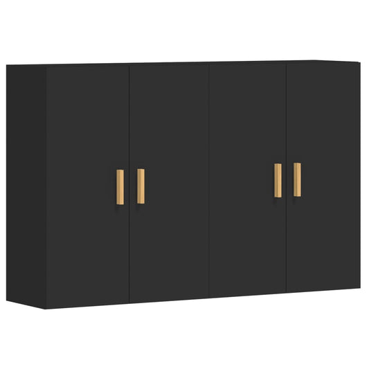 Wall cabinets 2 pcs engineered wood black