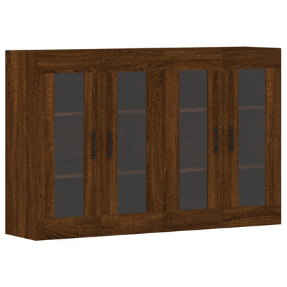 Wall cabinets 2 pcs engineered wood oak brown