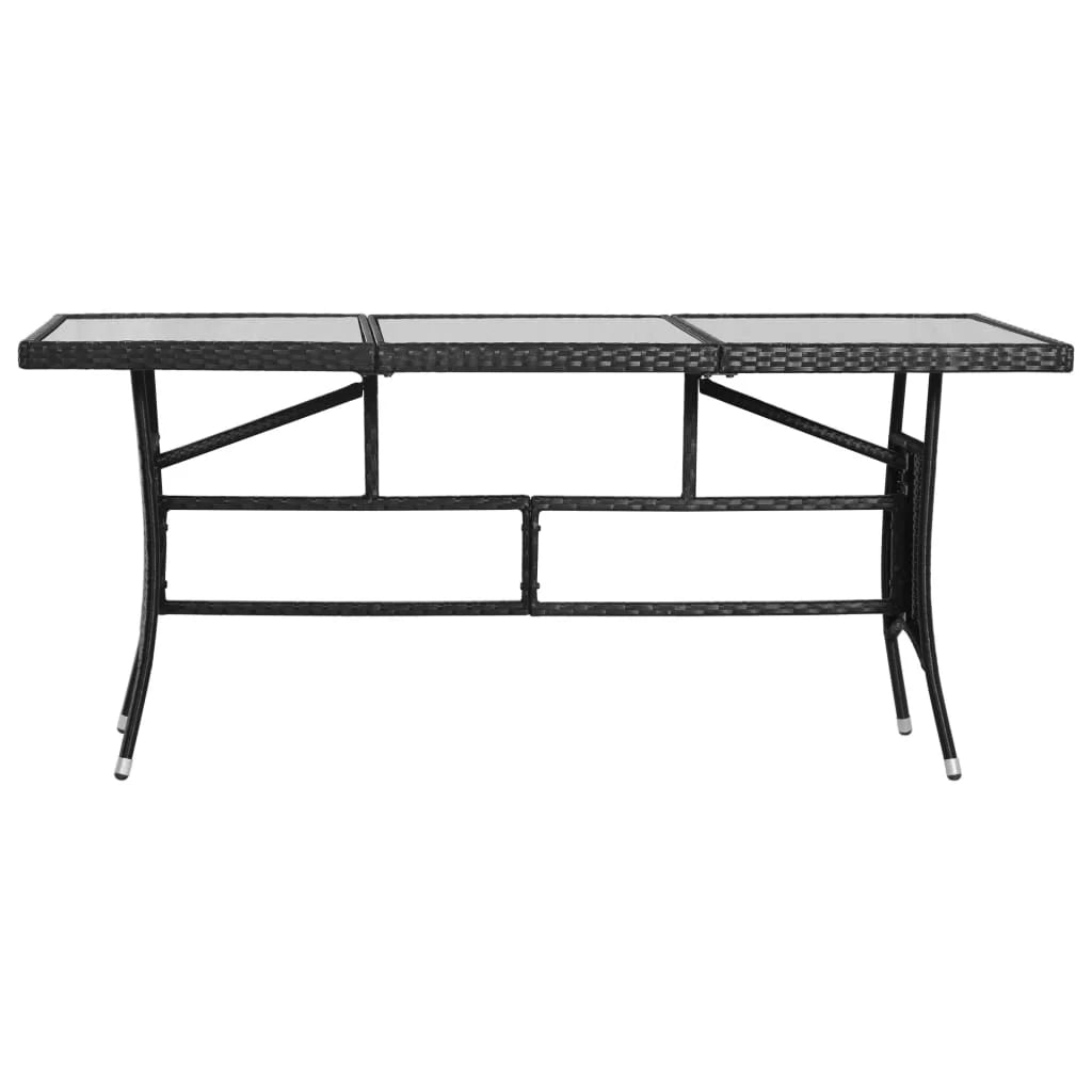 Black synthetic rattan garden table 170x80x74 cm