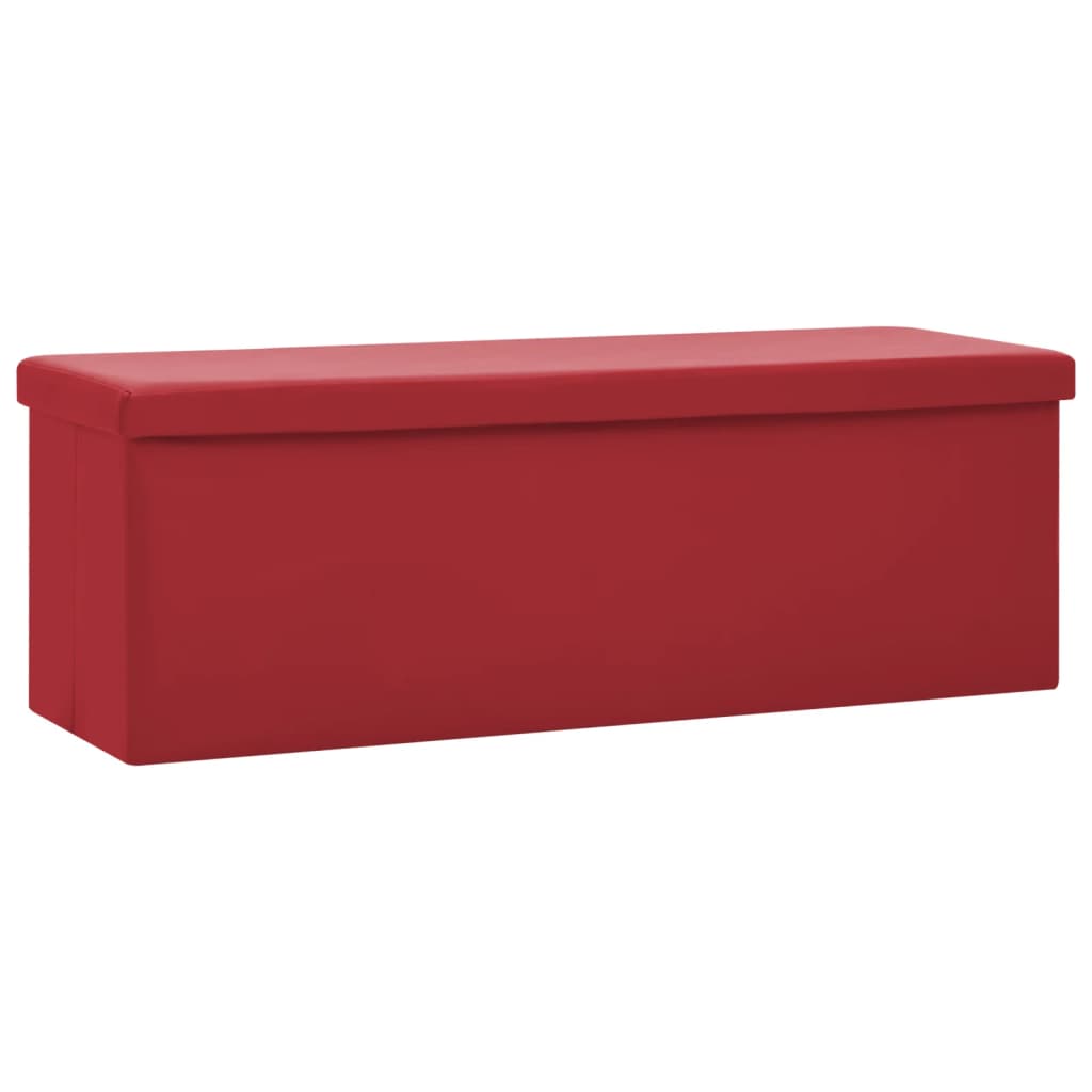 Wine red PVC folding storage bench