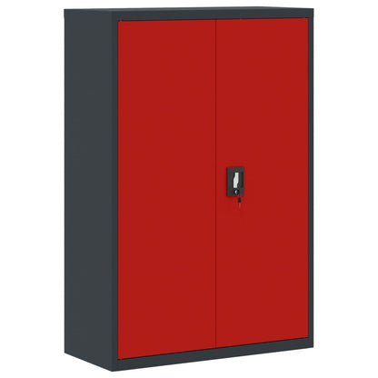 Anthracite grey and red steel filing cabinet 90x40x140 cm