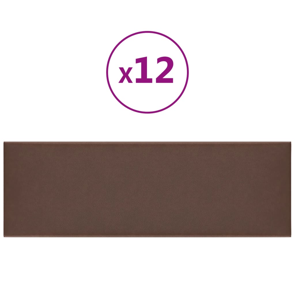 Wall panels 12 pcs brown faux leather 90x30 cm 3.24 m²